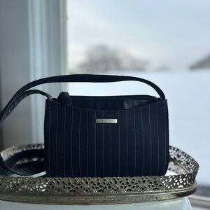 Kenneth Cole Reaction Bag Mico Pinstripe Minimalist Small Shoulder Bag Zip Close